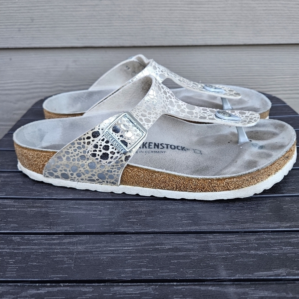 Birkenstock Gizeh Metallic Stones Silver Sandals Shoes Shiny EU Size 41
